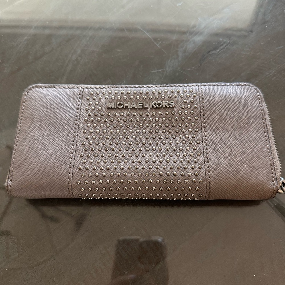 Michael Kors Brown Leather Wallet with Textured Design